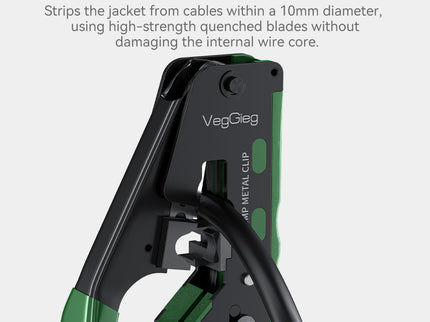VegGieg Dovetail Clamp Network Crimping Tool | CAT5e–CAT8 | 3-in-1 Cut / Strip / Crimp | Precision & Durable Design