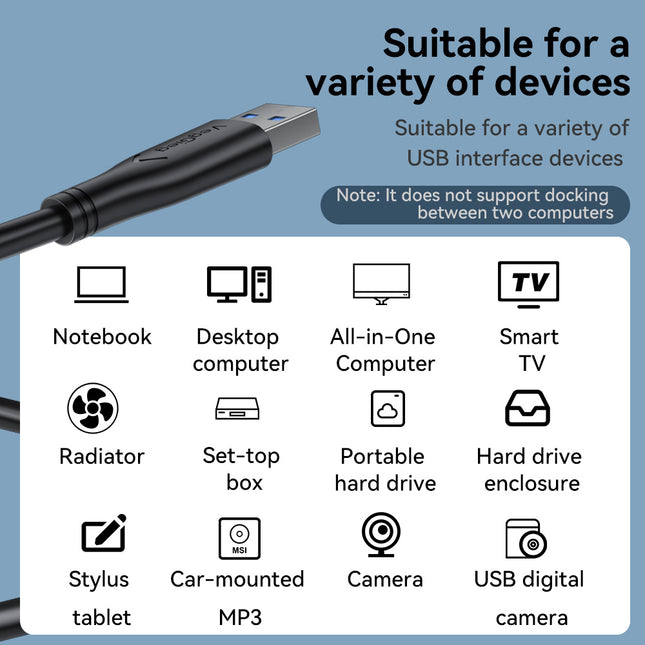 VegGieg USB 3.0 Male to Male Cable 3M & 5M | High-Speed Data Transfer Cable with Triple Layer Shielding