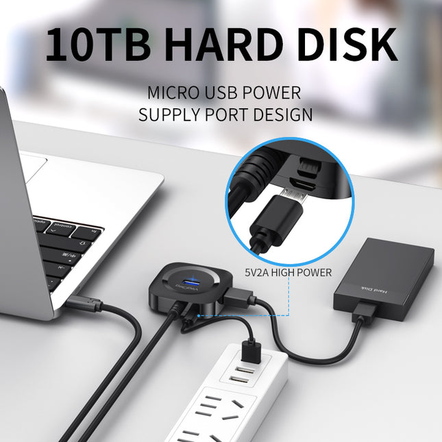 VegGieg Type-C to 4-Port USB Hub | USB 2.0 & USB 3.0 Options | 1m Cable | External Power Support | High-Speed Expansion VC341