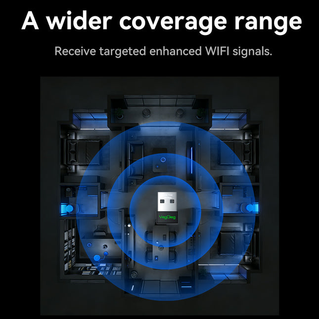 VegGieg 150Mbps Wireless USB Adapter | 2.4GHz Plug & Play WiFi Network Adapter for Desktop & Laptop