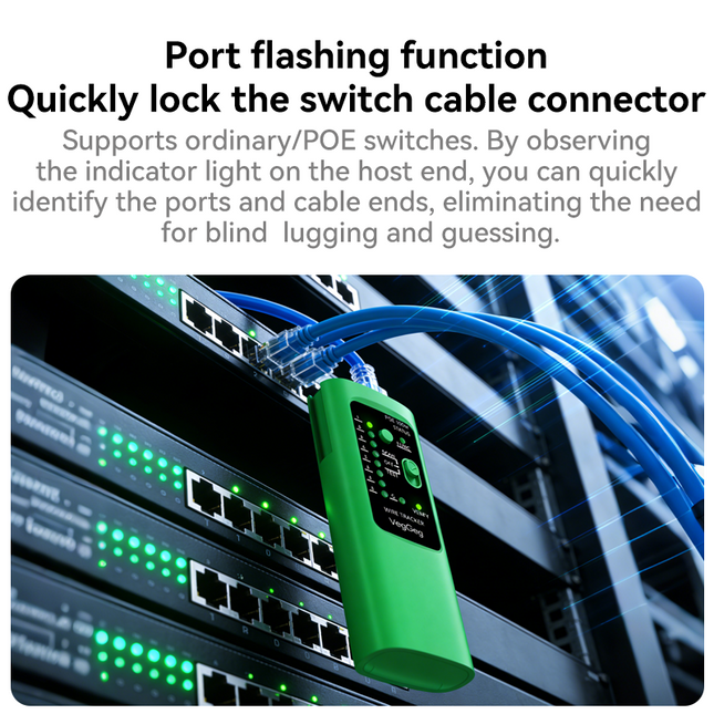 VegGieg Network Cable Tracker | Line Finder with Port Flashing & POE Support | RJ45 Cable Tester