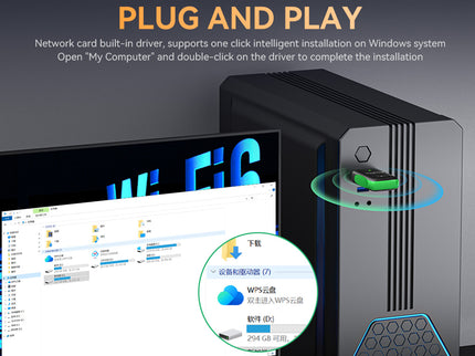VegGieg AX1100 WiFi 6 + Bluetooth 5.4 USB Adapter | Dual Band Wireless Network Adapter with MU-MIMO & Secure Encryption