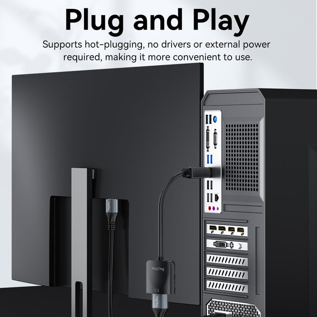 VegGieg Mini DisplayPort (Mini DP) to HDMI Adapter | 4K@30Hz UHD | Stable Signal Transmission | Plug & Play | Compact Converter