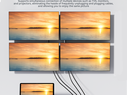 VegGieg 1x4 HDMI Splitter | 4K@30Hz Ultra HD Output | Multi-Screen HDMI Duplicator | Supports PS5, TV, Monitor, Projector, Fire Stick