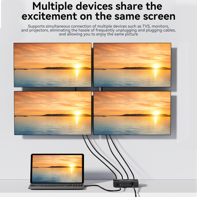 VegGieg 1x4 HDMI Splitter | 4K@30Hz Ultra HD Output | Multi-Screen HDMI Duplicator | Supports PS5, TV, Monitor, Projector, Fire Stick