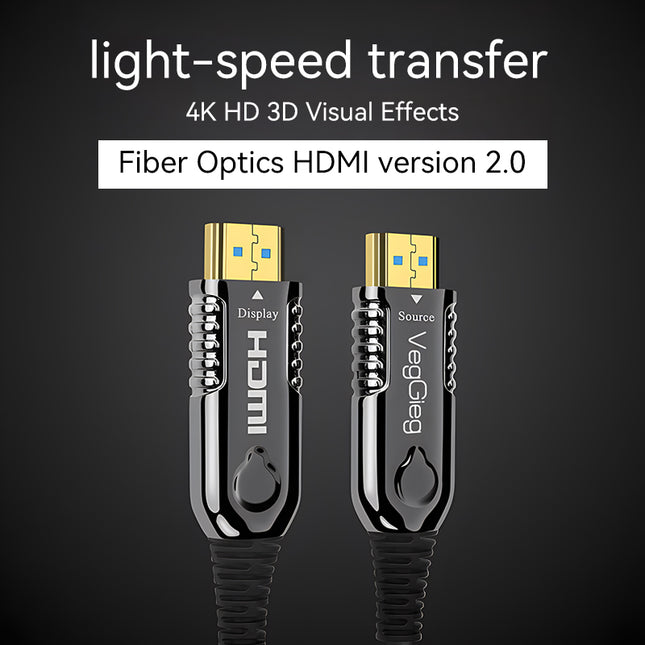 VegGieg V-H707 HDMI Active Optical Cable | 4K@60Hz | HDR | ARC | EDID | Gold-Plated | Long-Distance Fiber Connection | Durable & Reliable (25m, 30m)
