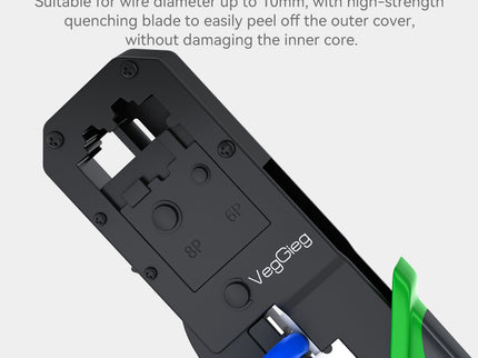 VegGieg E103 Network Crimping Tool | 3-in-1 RJ45/RJ11/RJ12 Crimper | Cable Cutter & Stripper | Ethernet Tool for Network Installations