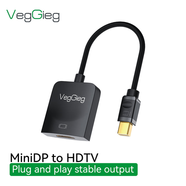 VegGieg V-Z616 Mini DisplayPort (Mini DP) to HDMI Adapter | 4K@30Hz UHD | Stable Signal Transmission | Plug & Play | Compact Converter