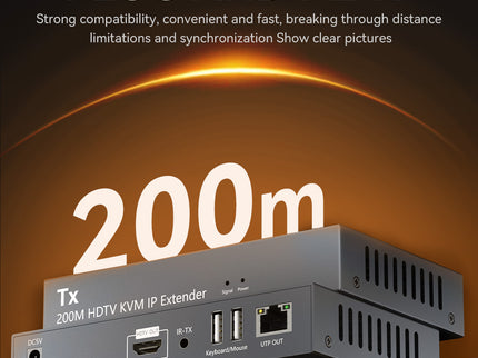 VegGieg V-HD012 HDMI KVM IP Extender | 200M over CAT6 | 1080p@60Hz FHD | IR Remote Support | USB Keyboard & Mouse Extension | Plug & Play