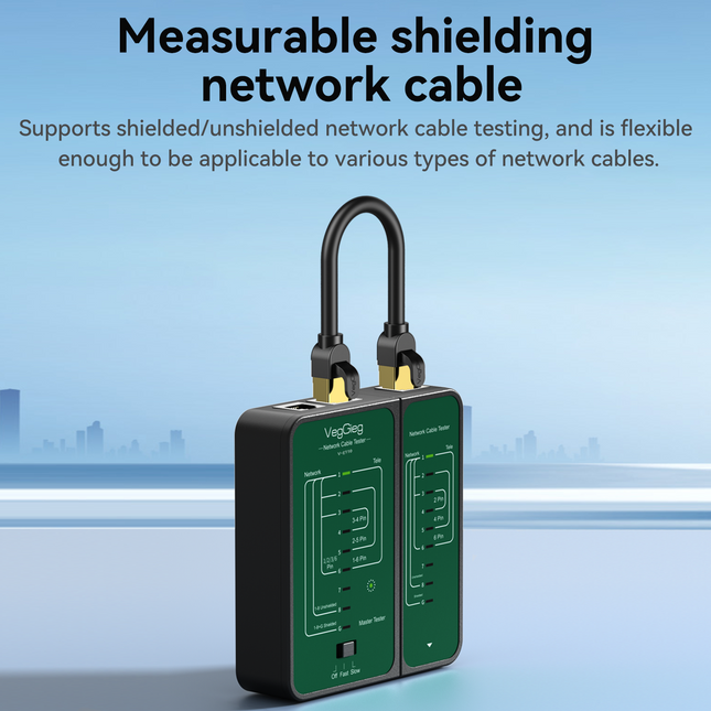 VegGieg V-E110 Professional Network & Telephone Line Tester | 150m Range | Shielded/Unshielded Cable Support | POE Anti-Firing | One-Hand Operation