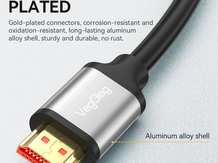 VegGieg HDMI 2.0 High-Speed 4K@60Hz Cable with Gold-Plated Connectors