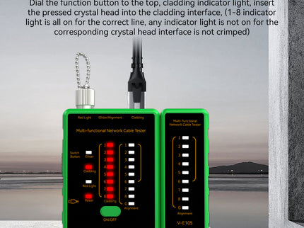 VegGieg LAN & Fiber Tester | 10–12km VFL | PoE, Cladding, Shield Detection | Type-C Charging | Burn-Proof Network Cable Tester