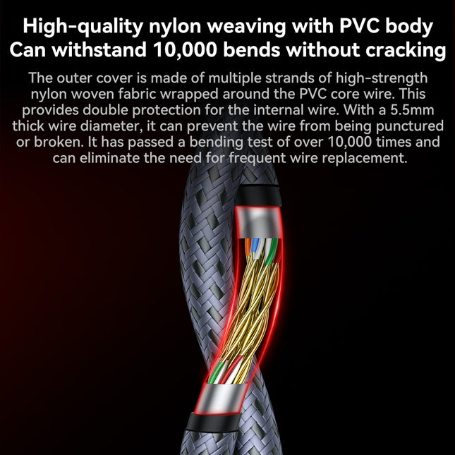 VegGieg Cat8 FTP Braided Ethernet Cable | Fluke Tested 40Gbps RJ45 LAN Cable with Gold-Plated Connectors