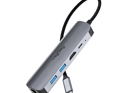 VegGieg 5 in 1 USB Type C Docking Station | 4K HDMI, RJ45 LAN, USB 3.0 & PD 100W Hub for Laptops
