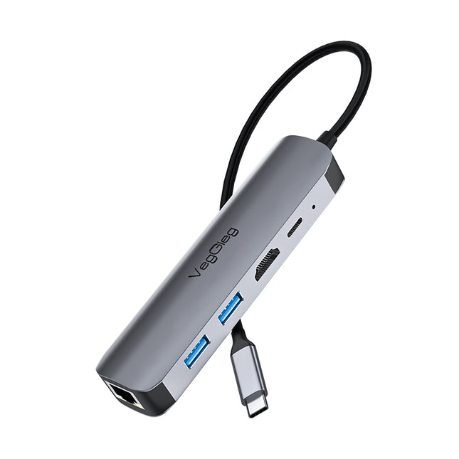 VegGieg 5 in 1 USB Type C Docking Station | 4K HDMI, RJ45 LAN, USB 3.0 & PD 100W Hub for Laptops
