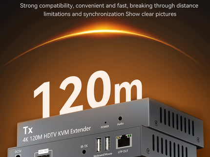 VegGieg V-HD011 HDMI KVM Extender over CAT6 | 120M | 4K@30Hz UHD | IR & Stereo Audio Support | USB Keyboard & Mouse Extension | Plug & Play