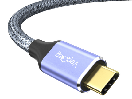 VegGieg V-H921 USB-C to USB-C Cable | 100W PD Fast Charging | 4K Display Output | 10Gbps Data Transfer | 2m Braided Durable Cable