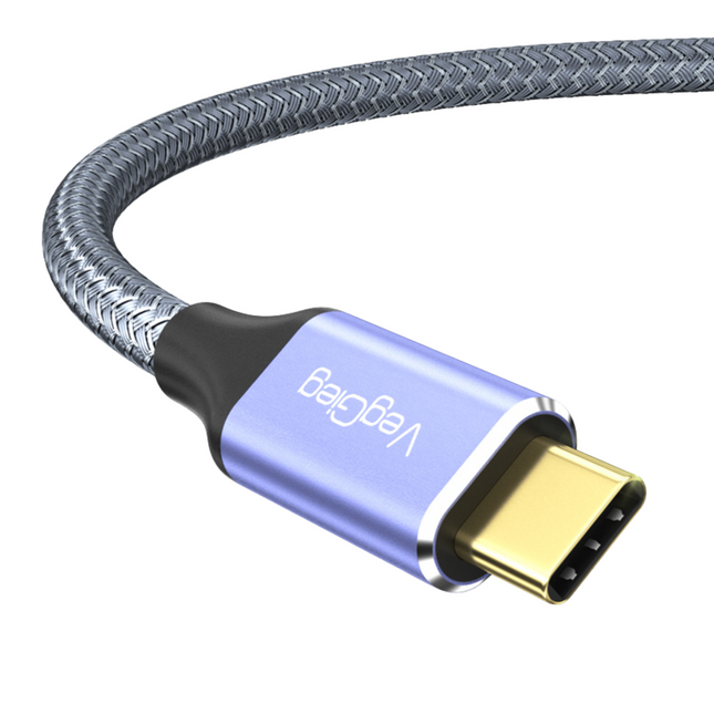 VegGieg 4K USB-C (Type-C) Full HD Cable | 100W PD Fast Charging | 10Gbps Data Transfer | 2m Braided Durable Cable