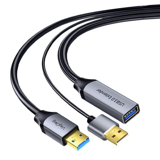 VegGieg V-U330 USB 3.0 Active Extension Cable | 5Gbps High-Speed | 15m–30m Long-Distance Signal Booster | Triple Shielded, Plug & Play
