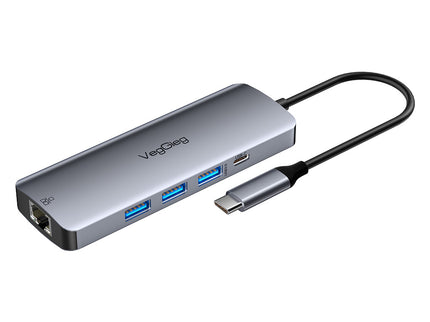 VegGieg 10 in 1 USB Type C Docking Station | 4K HDMI, RJ45 LAN, USB 3.0, SD/TF, PD 100W Hub for Laptops
