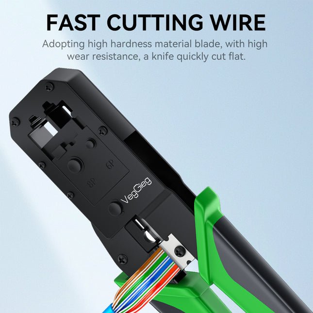 VegGieg E103 Network Crimping Tool | 3-in-1 RJ45/RJ11/RJ12 Crimper | Cable Cutter & Stripper | Ethernet Tool for Network Installations