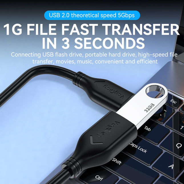 VegGieg USB 2.0 Extension Cable | USB-A Male to Female | High-Speed 480Mbps | 1.5m/3m/5m/10m Lengths | Plug & Play for PC, Laptop, USB Devices