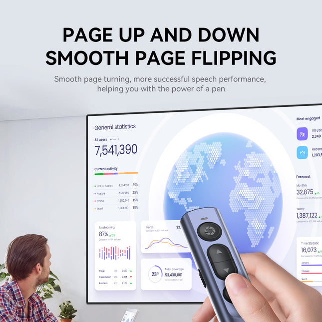 VegGieg V-LP002 Wireless Presenter with Laser Pointer | 2.4GHz | Plug & Play USB Receiver | 100M Range | Slide Control & Screen Blackout