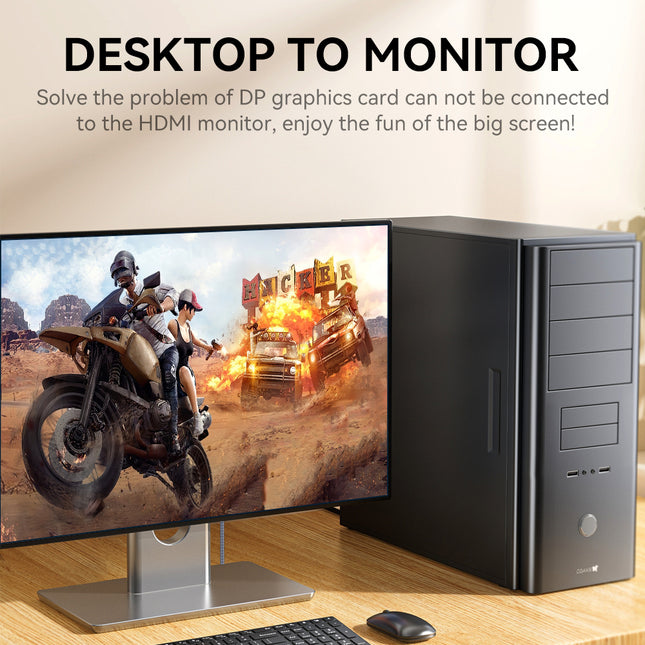 VegGieg 8K DisplayPort to HDMI Cable 2M (DP to HDMI) | 8K@60Hz UHD | HDR | Nylon Braided | Gold Plated | Audio Video Sync | Plug & Play