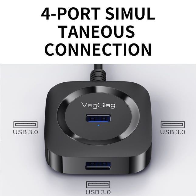 VegGieg Type-C to 4-Port USB Hub | USB 2.0 & USB 3.0 Options | 1m Cable | External Power Support | High-Speed Expansion VC341