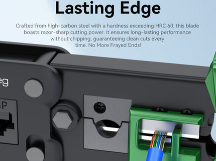VegGieg Multifunction RJ45 Crimping Tool | Pass-Through Network Crimper | CAT5e to CAT8 | Cut / Strip / Crimp | High Carbon Steel