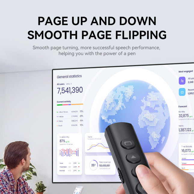 VegGieg V-LP003 Wireless Presenter with Laser Pointer | 2.4GHz | Plug & Play USB Receiver | 100M Range | Slide Control & Screen Blackout