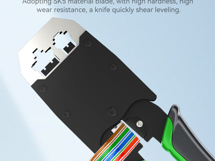 VegGieg V-E106 Professional Crimping Tool | RJ45 / RJ12 / RJ11 Modular Plug Crimper | Cable Stripper & Cutter | Durable Steel Build