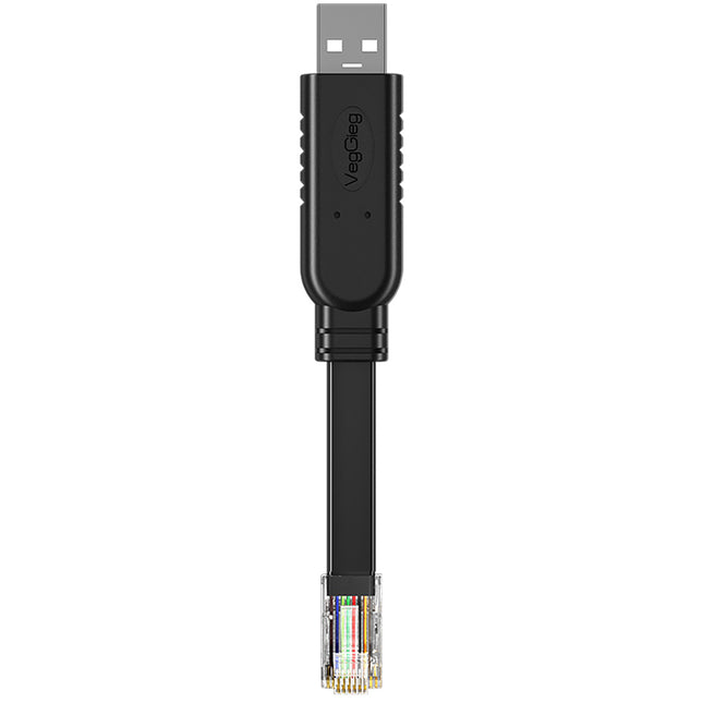 VegGieg USB to RJ45 Console Cable | FTDI Chipset | Serial Console Debug Cable for Routers, Switches, Servers | 2M Flat Cable | Plug & Play