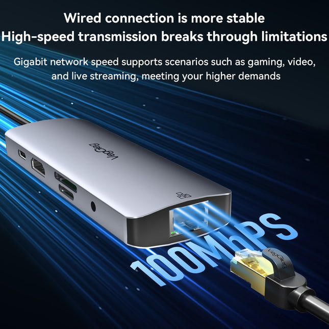 VegGieg 10 in 1 USB Type C Docking Station | 4K HDMI, RJ45 LAN, USB 3.0, SD/TF, PD 100W Hub for Laptops