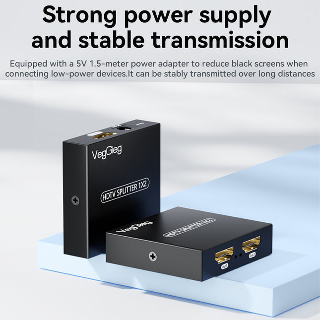 VegGieg 1x2 HDMI Splitter | 4K@30Hz Ultra HD | Dual Display Output | HDMI Duplicator for TV, Monitor, Projector, PS5, Xbox