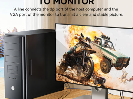 VegGieg DisplayPort (DP) to VGA Cable | 1080P @ 60Hz | DP to VGA Converter Cable for Monitor, Projector, TV | Plug & Play | 1.5M