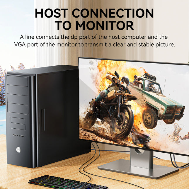 VegGieg DisplayPort (DP) to VGA Cable | 1080P @ 60Hz | DP to VGA Converter Cable for Monitor, Projector, TV | Plug & Play | 1.5M