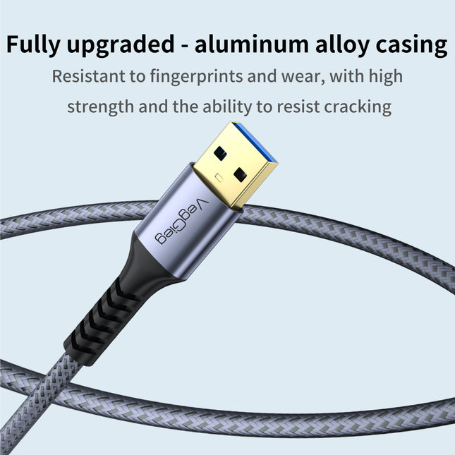 VegGieg USB 3.0 Braided Extension Cable | Premium Aluminium Shell High-Speed USB Extension Cable