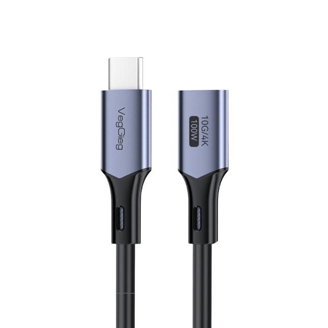 VegGieg USB Type-C Gen 2 Extension Cable | 100W PD Fast Charging | 10Gbps Data Transfer | 4K@60Hz Video | Smart E-Marker Chip | USB-C Male to Female | 1M / 2M