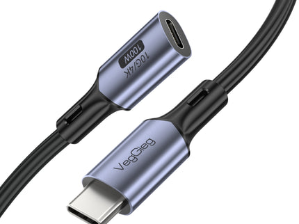 VegGieg USB Type-C Gen 2 Extension Cable | 100W PD Fast Charging | 10Gbps Data Transfer | 4K@60Hz Video | Smart E-Marker Chip | USB-C Male to Female | 1M / 2M