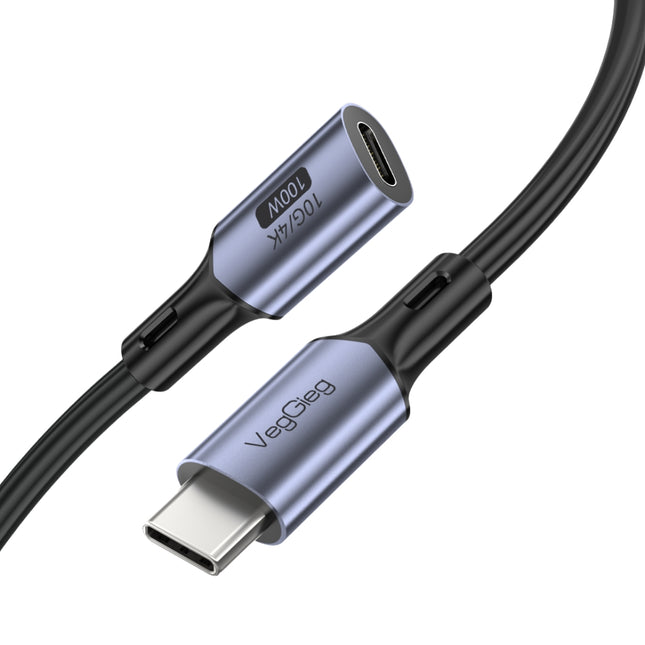 VegGieg USB Type-C Gen 2 Extension Cable | 100W PD Fast Charging | 10Gbps Data Transfer | 4K@60Hz Video | Smart E-Marker Chip | USB-C Male to Female | 1M / 2M