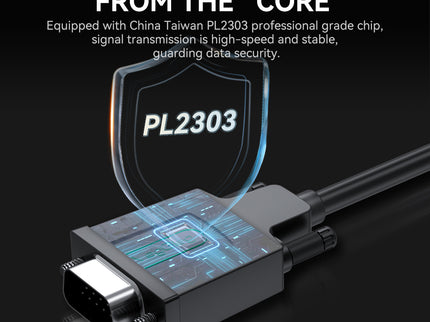 VegGieg V-U401 USB to Serial RS232 Adapter Cable | DB9 Male | FTDI Chipset | Plug & Play | 1.5m Length | Supports Windows, Linux, macOS