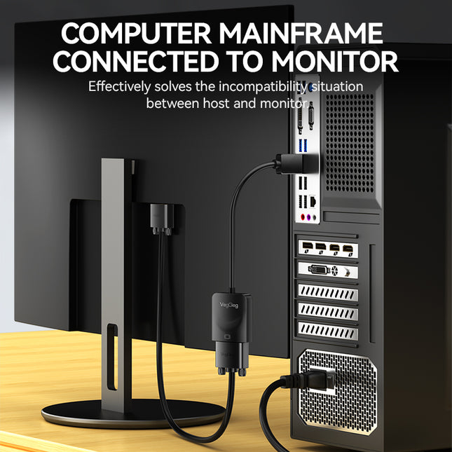 VegGieg HDMI to VGA Adapter | 1080P @ 60Hz | With or Without Audio | Video Converter for Monitor, Projector, TV