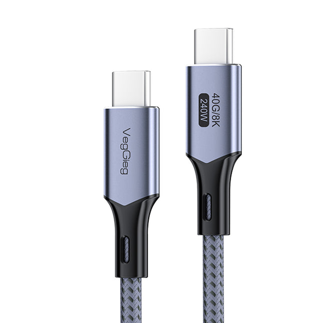 VegGieg V-U410 USB4 Type-C Cable | 250W PD Fast Charging | 8K@60Hz Display | 40Gbps Data Transfer | 2m Braided Durable Cable