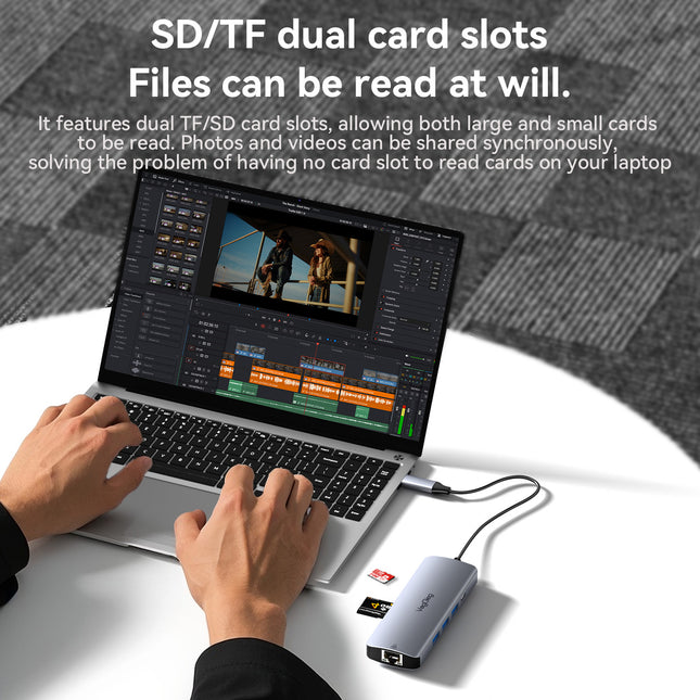 VegGieg 10 in 1 USB Type C Docking Station | 4K HDMI, RJ45 LAN, USB 3.0, SD/TF, PD 100W Hub for Laptops