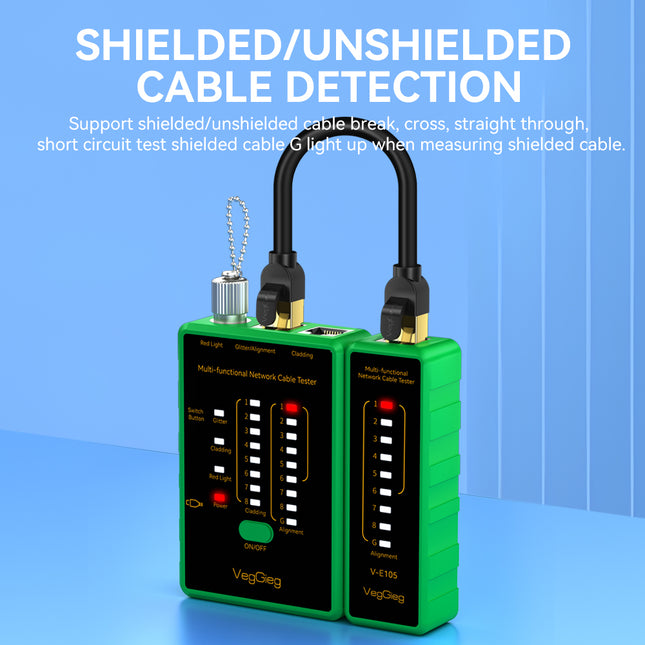 VegGieg LAN & Fiber Tester | 10–12km VFL | PoE, Cladding, Shield Detection | Type-C Charging | Burn-Proof Network Cable Tester