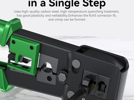 VegGieg Multifunction RJ45 Crimping Tool | Pass-Through Network Crimper | CAT5e to CAT8 | Cut / Strip / Crimp | High Carbon Steel