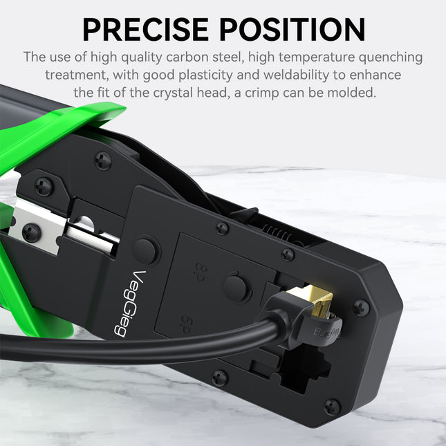 VegGieg E103 Network Crimping Tool | 3-in-1 RJ45/RJ11/RJ12 Crimper | Cable Cutter & Stripper | Ethernet Tool for Network Installations