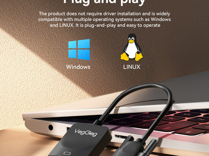 VegGieg V-Z618 VGA to HDMI Converter | 1080p Full HD | With Audio & USB Power | Plug & Play Video Adapter for PC, Laptop, Projector, TV