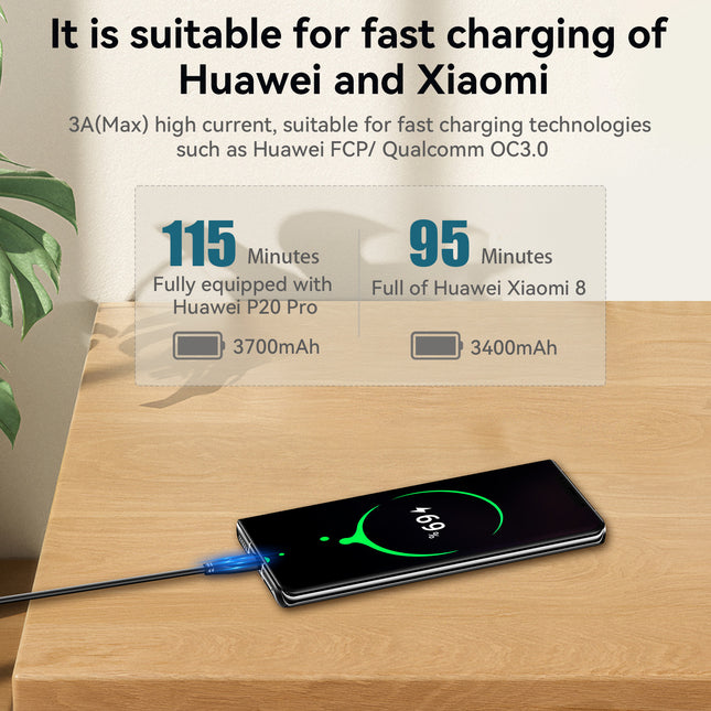 VegGieg V-U323 USB-A to Type-C Data Cable | 10Gbps SuperSpeed | 3A Charging | Braided | Ideal for CarPlay & Android Auto